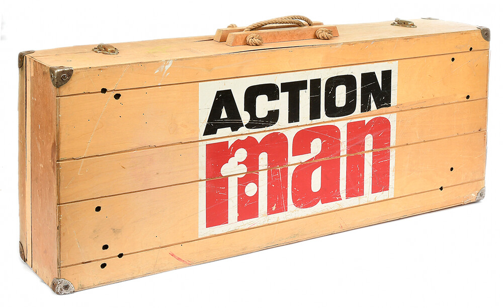 Action man salesman samples case in wood